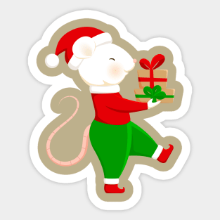 Cute Santa helper in Christmas elf costume. Sticker